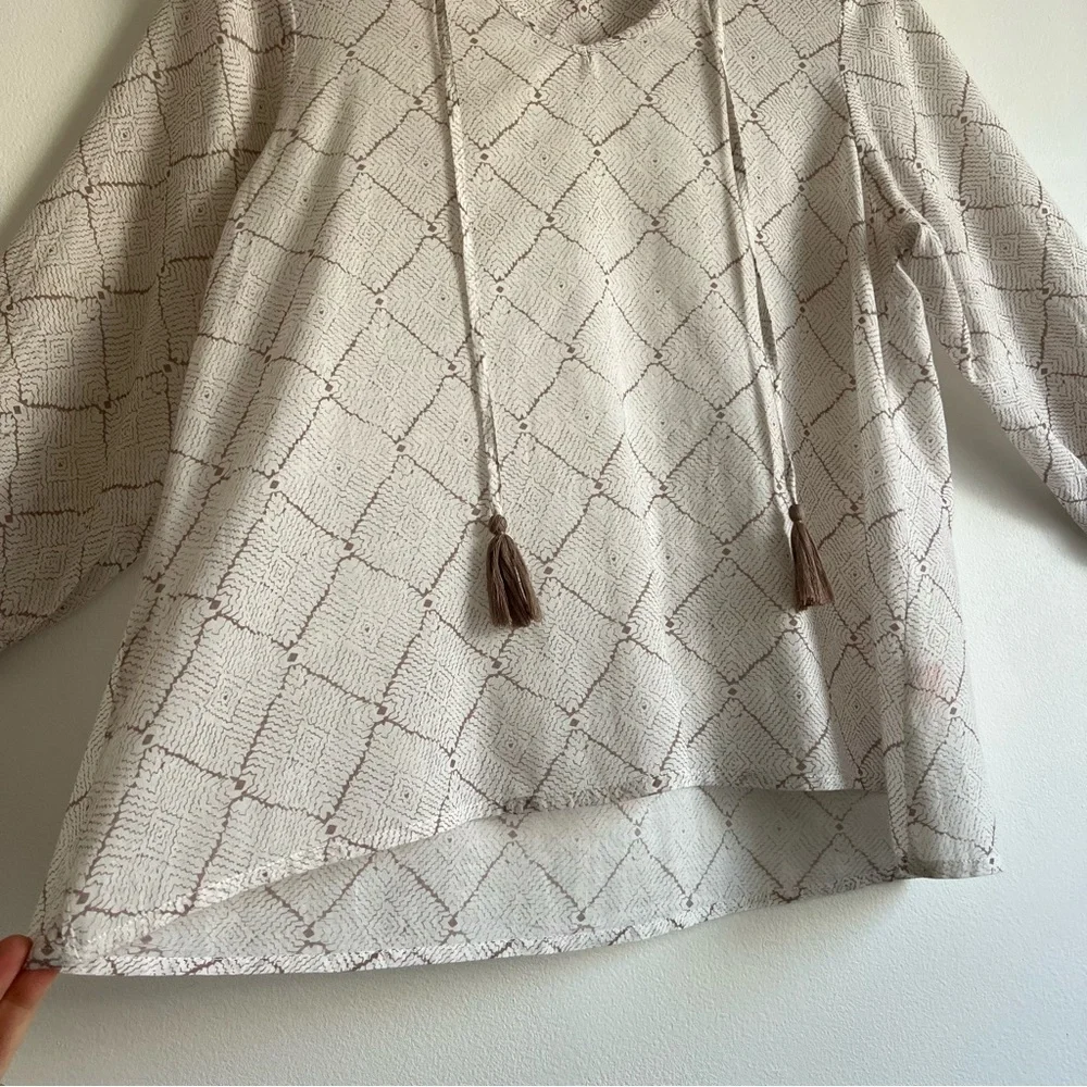Oliphant Cotton Voile Tunic Top in Trellis Print